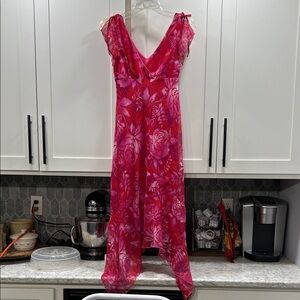 Byer Too! Elegant Floral V-Neck High Low Dress